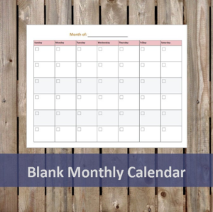 Blank Monthly Calendar - peach