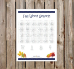 Fall Etiquette Word Search - Manners and Thanksgiving Theme