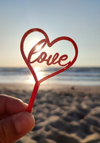 Love heart on beach