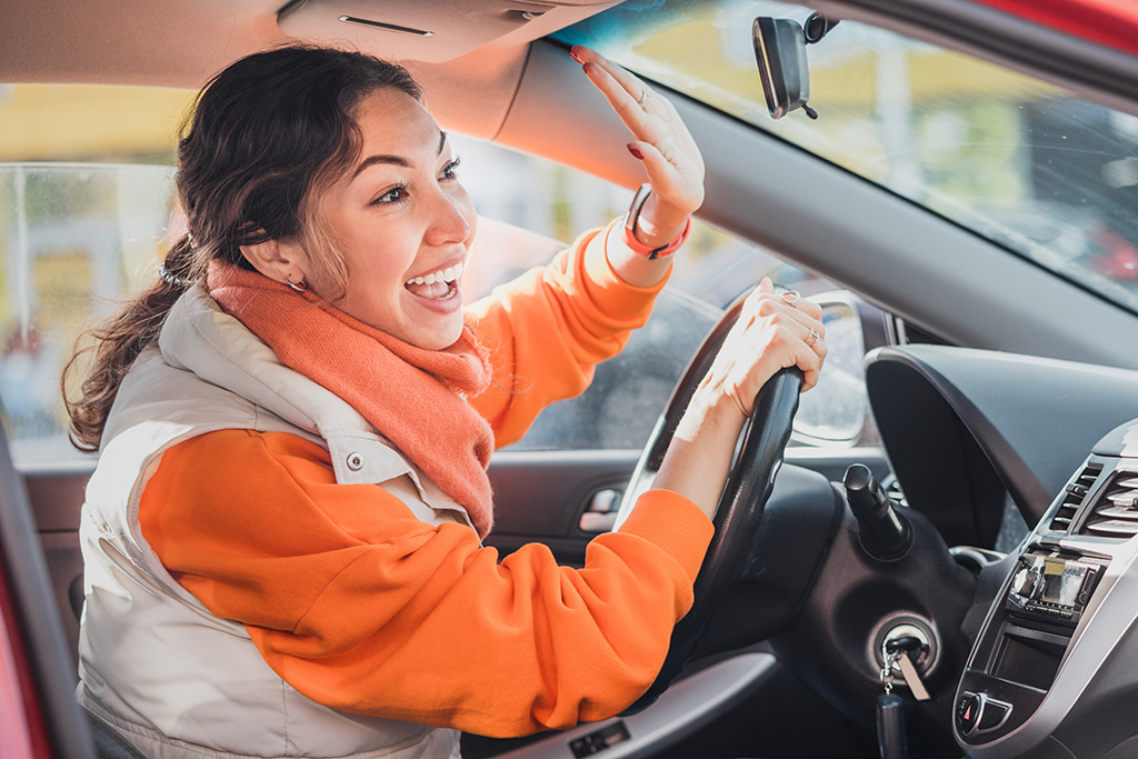 Driver thanking someone